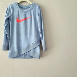 Sz 4 Nike Dri-fit long sweatshirt top with sparkle swoosh and tulip detail